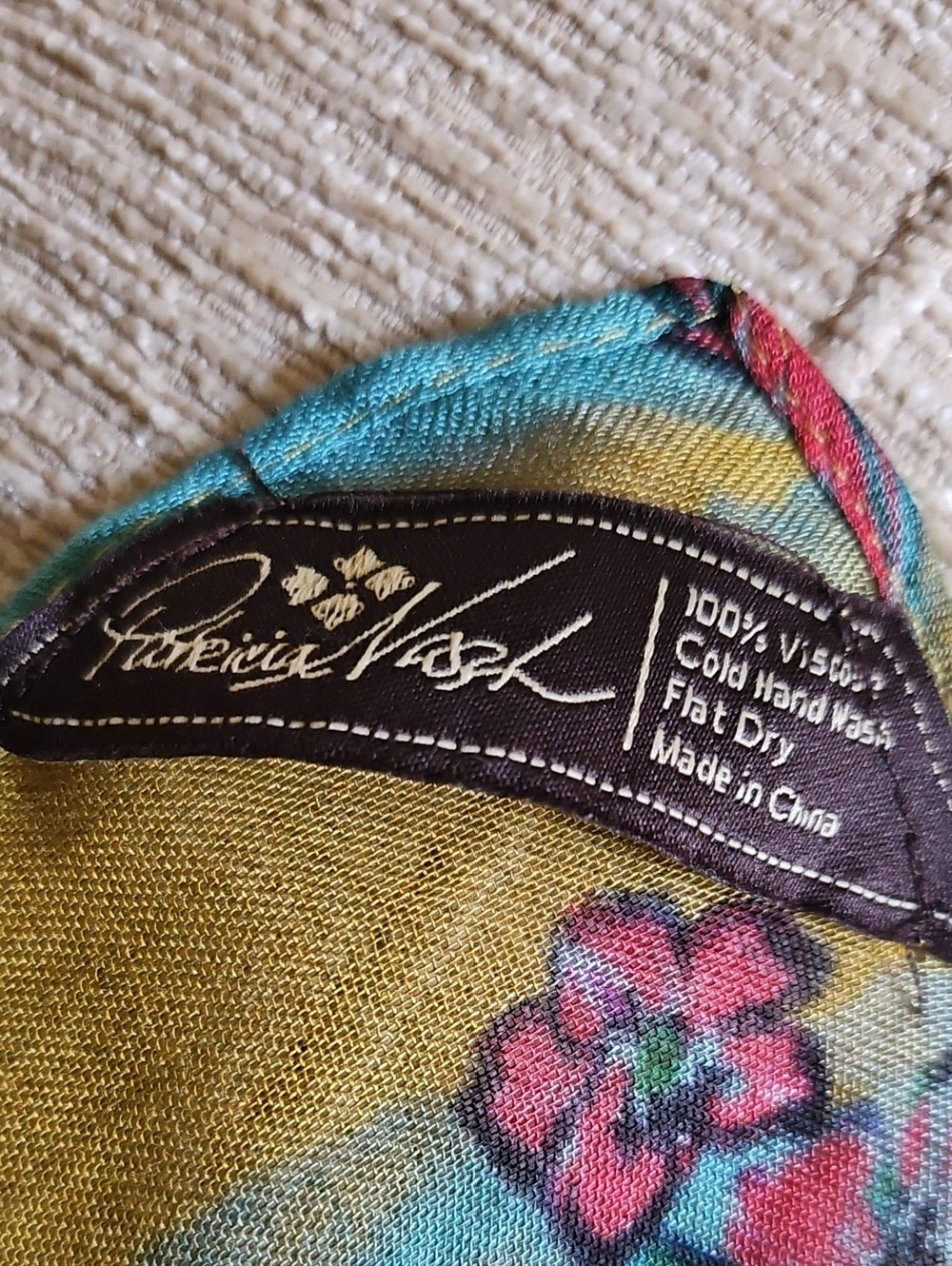 Patricia Nash Yellow & Aqua Floral Scarf with Cityscape Print - Picture 4 of 4